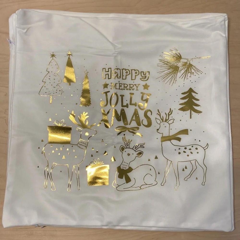 Christmas Pillow Covers, 4 Pack of Golden Snowflakes, 18 x 18 inches